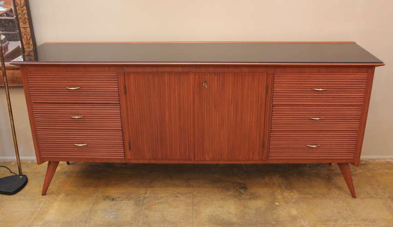 Italian Ribbed Walnut Cabinet