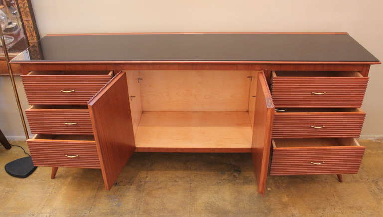 Italian Ribbed Walnut Cabinet at 1stdibs