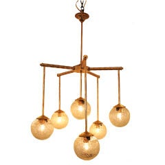 French 1960s Brass and Glass Chandelier - Bagues