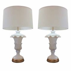 Vintage Exceptional Pair of Large Italian Alabaster Lamps
