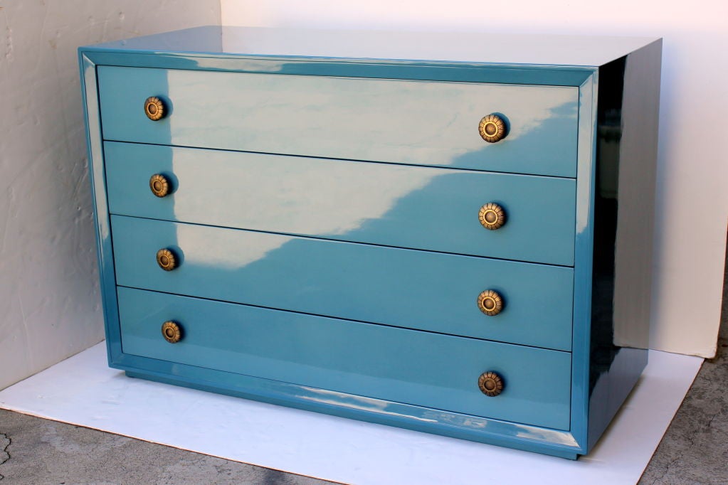 Brass Pair of James Mont Cabinets