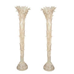 Pair of Serge Roche Plaster Torchieres