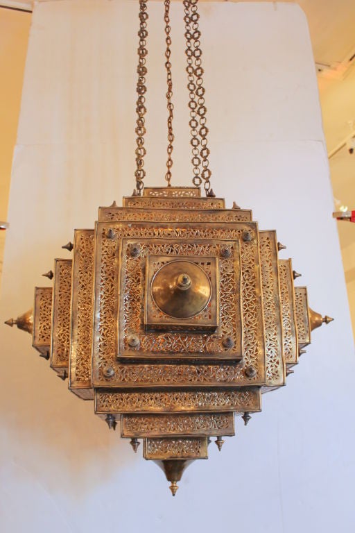 20th Century Pair of  Large Brass Moroccan Lanterns