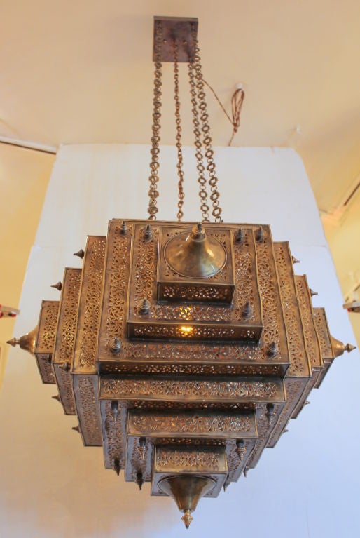 Pair of  Large Brass Moroccan Lanterns 1