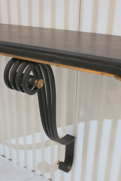 Mid-20th Century Arturo Pani Brass and Iron Console Table For Sale