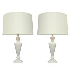 Pair of Italian Moderne  Alabaster Lamps