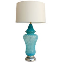Turquoise "Quilted" Murano Glass Lamp