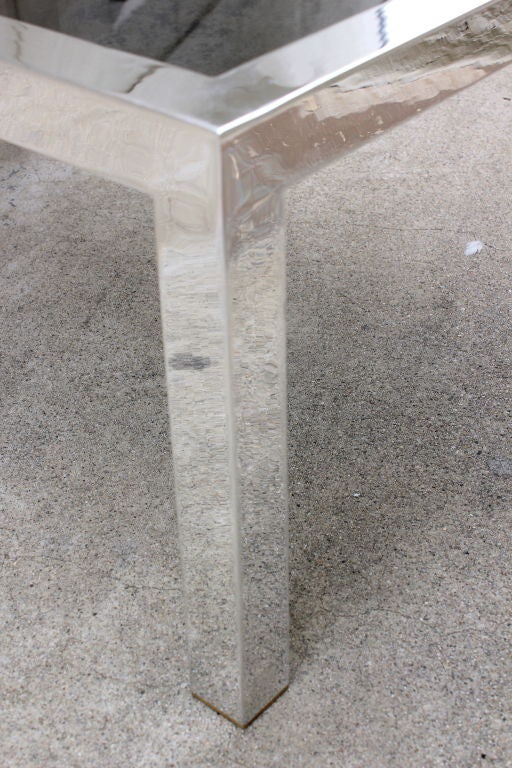 Polished Aluminum and Black  Glass Table 1
