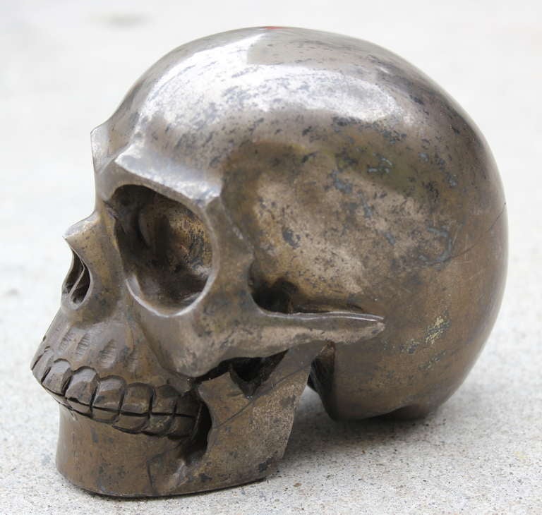 Human skull carved of pyrite.