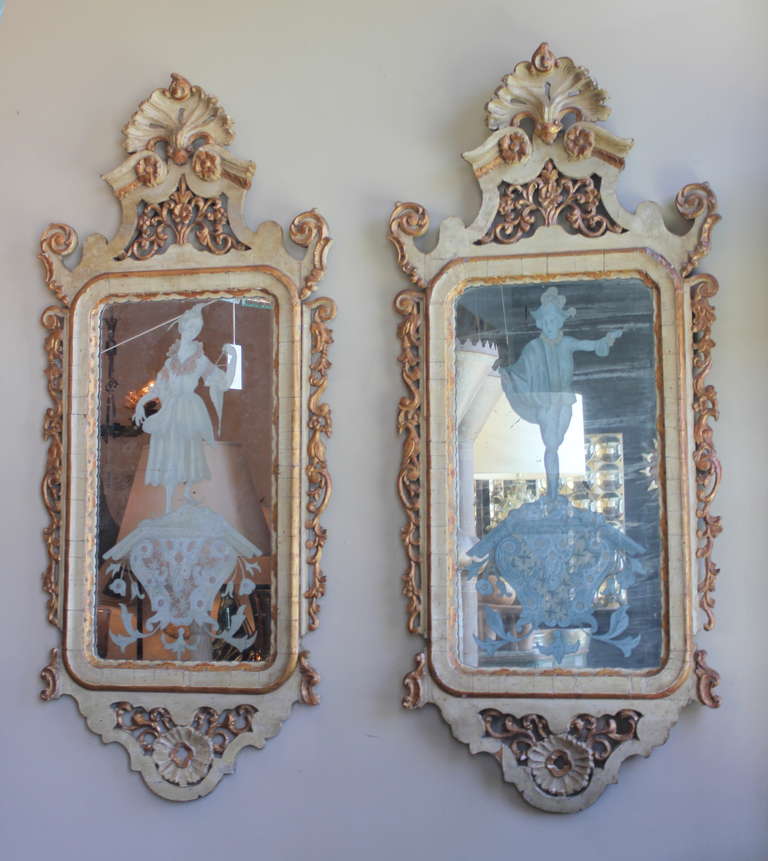 Italian Pair of Venetian Mirrors