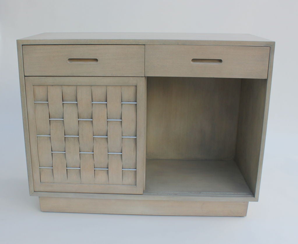 American Edward Wormley for Dunbar Woven Front Cabinet For Sale