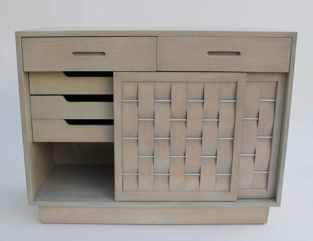 Edward Wormley for Dunbar Woven Front Cabinet In Good Condition For Sale In Los Angeles, CA