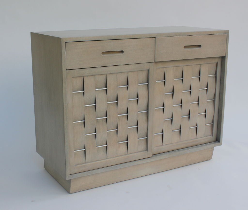Mid-20th Century Edward Wormley for Dunbar Woven Front Cabinet For Sale