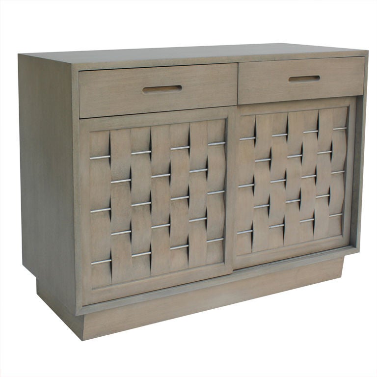 Edward Wormley for Dunbar Woven Front Cabinet For Sale