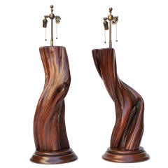 Pair of  4  Foot California Cypress Lamps