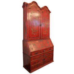 Antique 19th Century Double Dome Chinoiserie Secretary