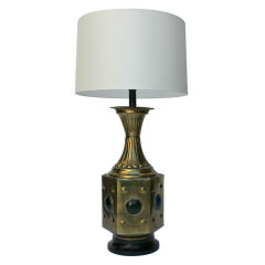 Large  Brass and Glass Moroccan Table  Lamp