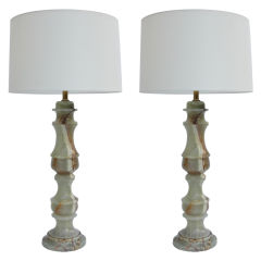 Pair of Large Onyx Table Lamps