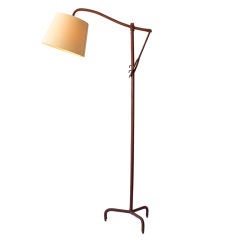 Jacques Adnet Saddle Stiched Leather Floor   Lamp