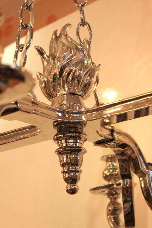 Mid-20th Century Neo Classical Nickel 8 Arm Chandelier For Sale