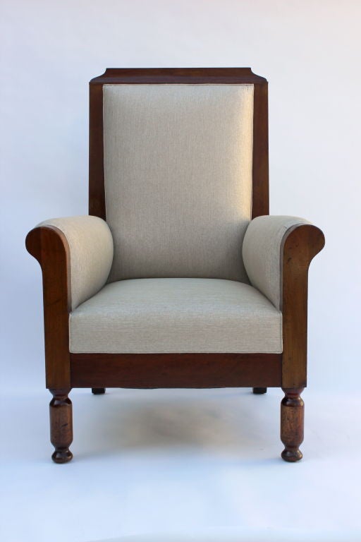 Large English Regency armchair. Original Finish. New Upholstery.