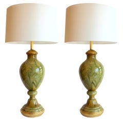 Pair Murano Glass and Gilt Lamps