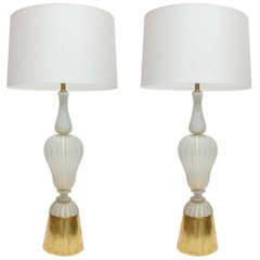 Pair of Fratelli Toso Murano Glass Lamps