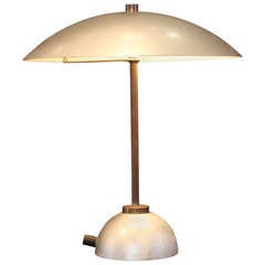 Post Modern Grey Metal and Brass Lamp