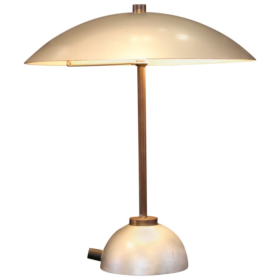 Post Modern Grey Metal and Brass Lamp For Sale