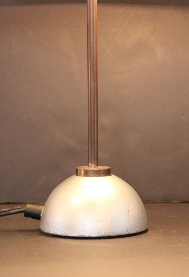 Post Modern Grey Metal and Brass Lamp In Excellent Condition For Sale In Los Angeles, CA