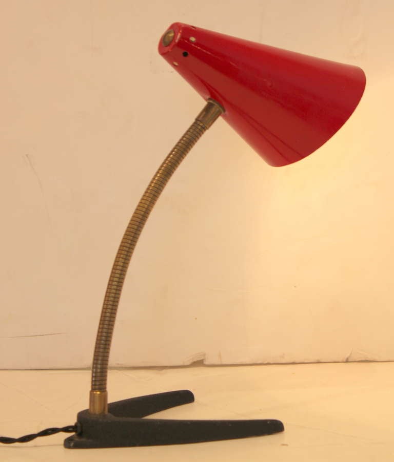 Italian Goose Neck Desk Lamp In Excellent Condition In Los Angeles, CA