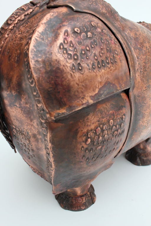 Large Hand Wrought  Copper Rhino Box  by Onik Agaronyan 6