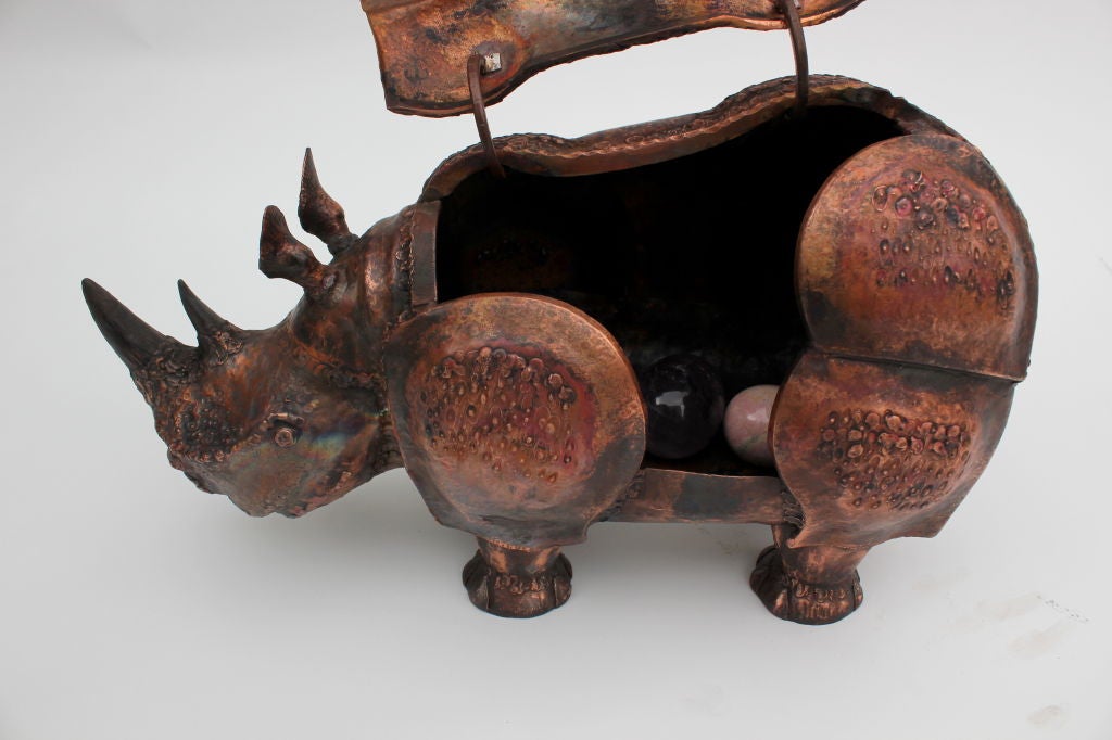 Contemporary Large Hand Wrought  Copper Rhino Box  by Onik Agaronyan