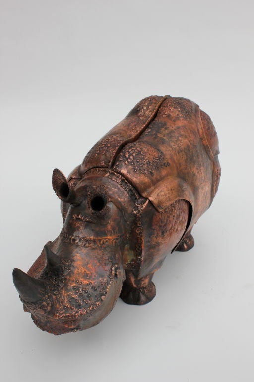 Large Hand Wrought  Copper Rhino Box  by Onik Agaronyan 1