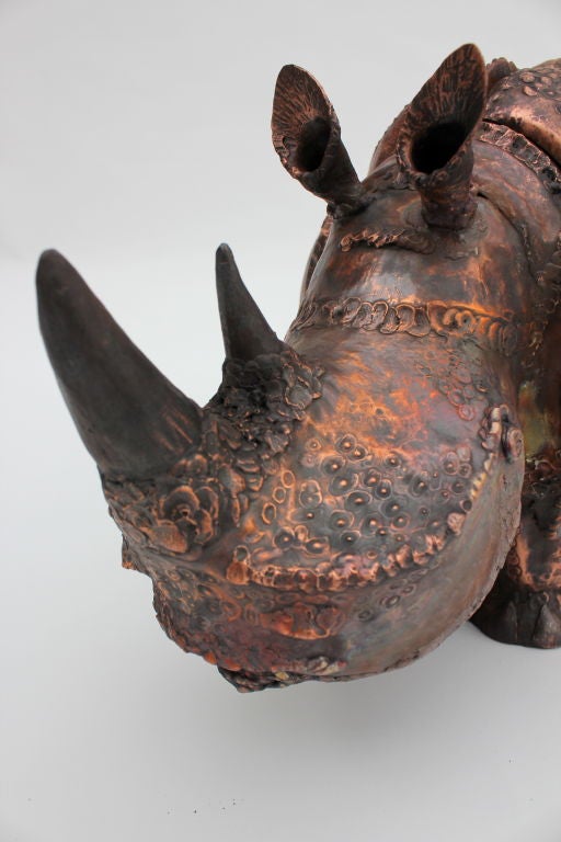 Large Hand Wrought  Copper Rhino Box  by Onik Agaronyan 2