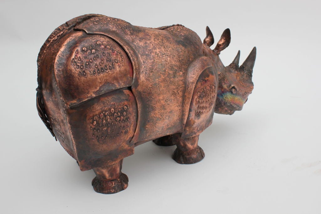 Large Hand Wrought  Copper Rhino Box  by Onik Agaronyan 5