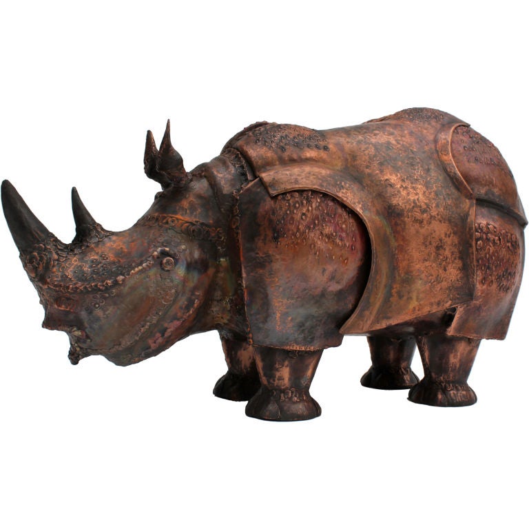 Large Hand Wrought  Copper Rhino Box  by Onik Agaronyan