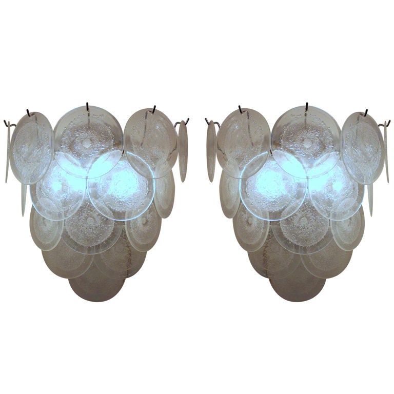 Pair of Diffused Glass Vistosi  Glass Sconces