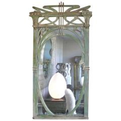 French Art Nouveau hand Carved Wood Mirror 4