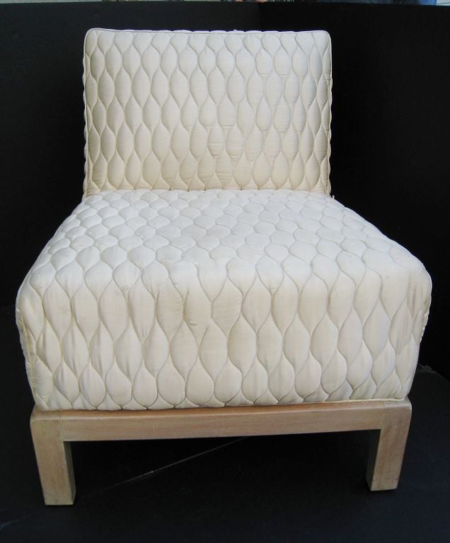 Custom T.H. Robsjohn-Gibbings Slipper Chair. The design of this chair dates to the time Robsjohn-Gibbings was collaborating with Los Angeles based Architect James Dolena and Design Firm Peterson Studios on his most famous commission Casa Encantada.