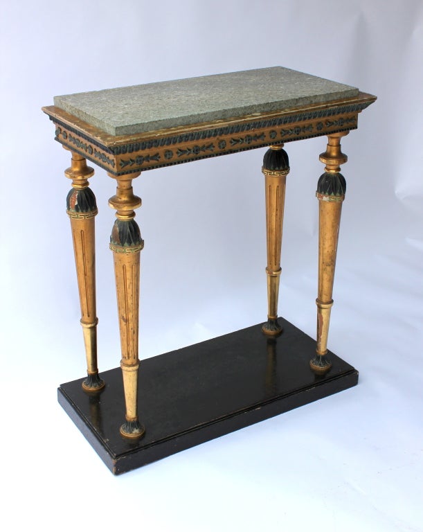 Neoclassical Console parcel gilt with marble.