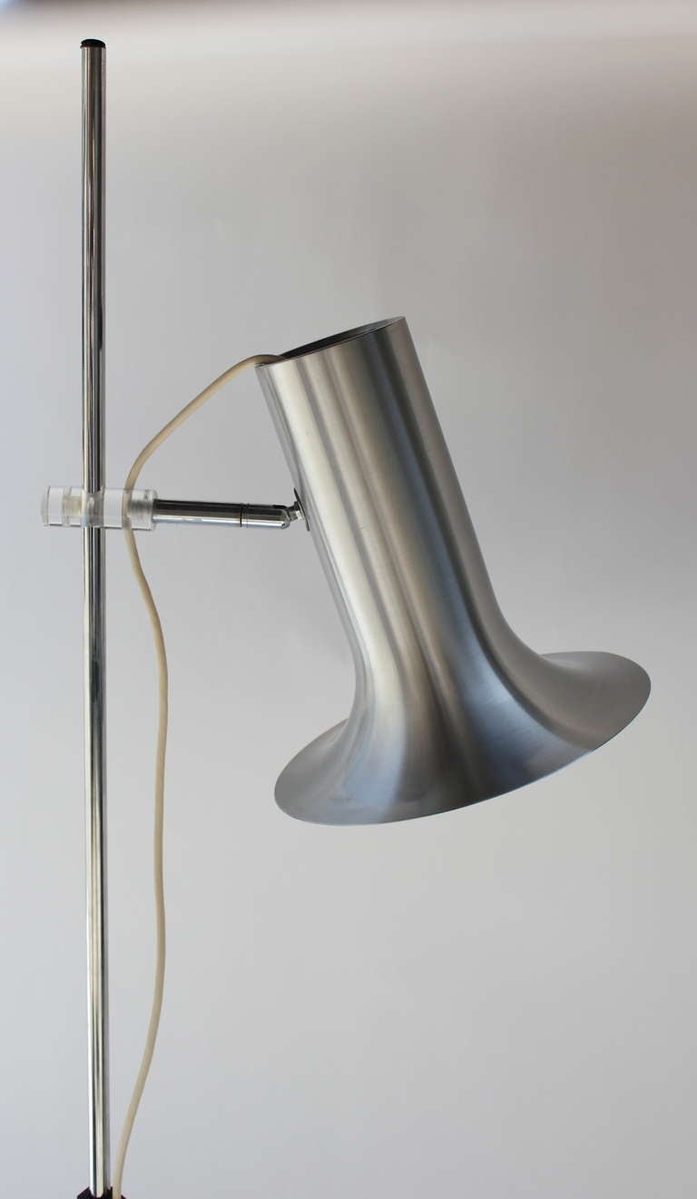 Dutch Raak Spun Aluminum and Lucite Floor Lamp. For Sale