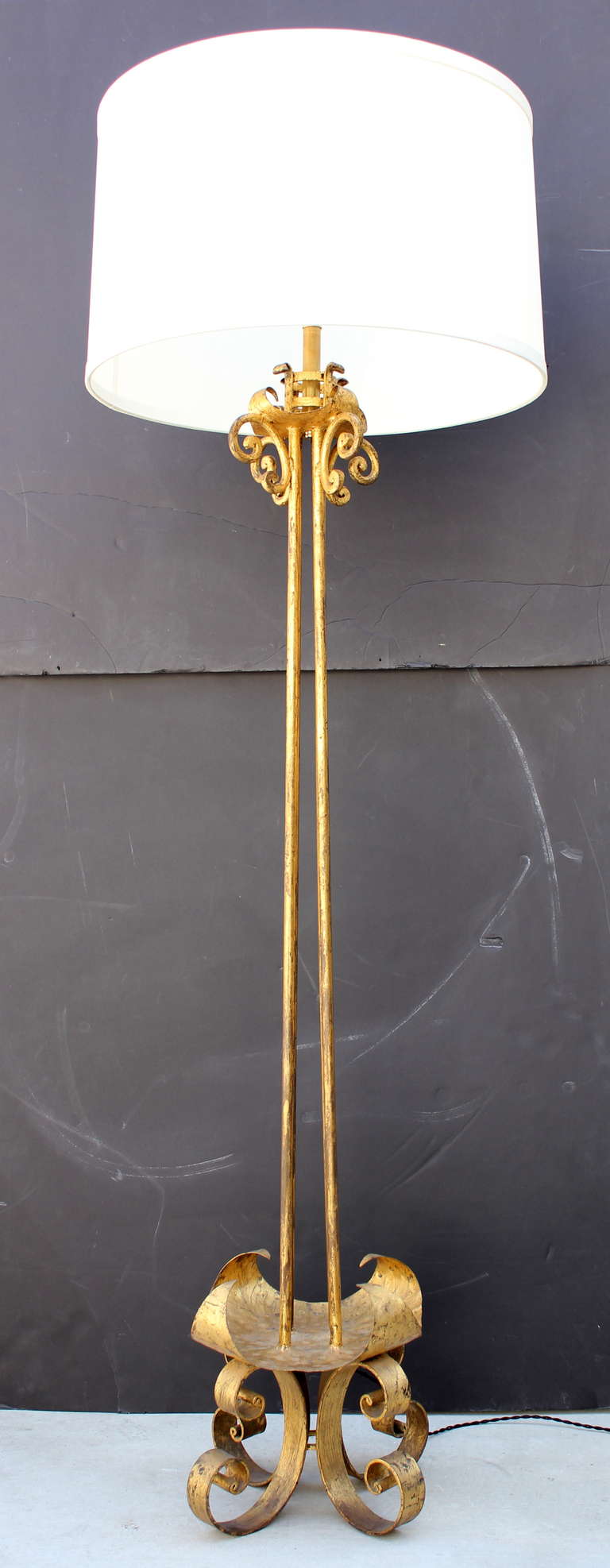 Spanish Gilt Floor Lamp .  Newly Wired.   Shade Additional $450.