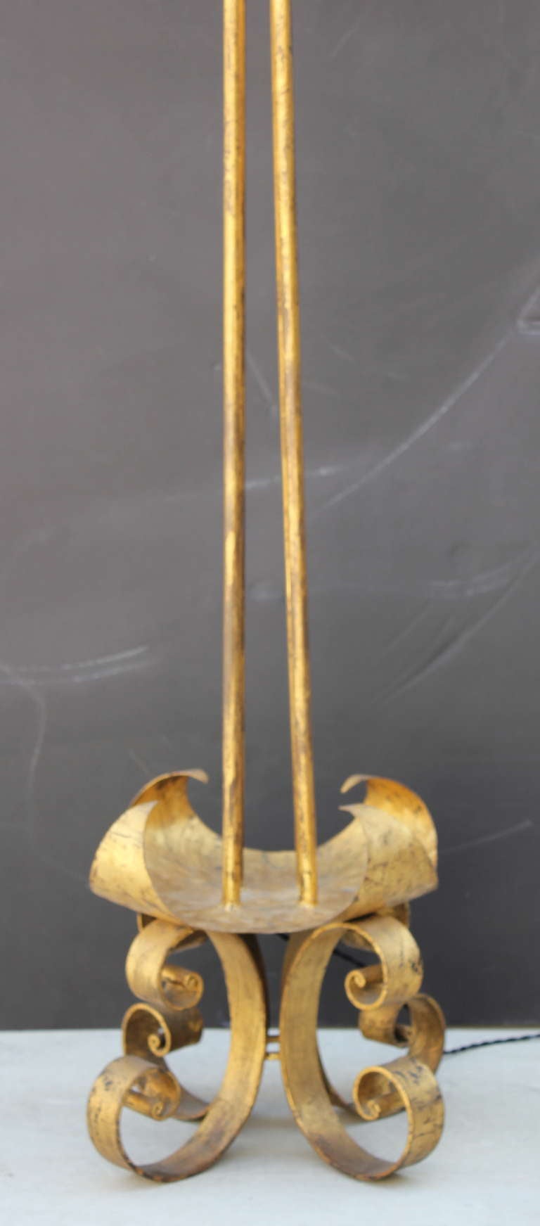 Spanish Gilt Floor Lamp In Excellent Condition In Los Angeles, CA