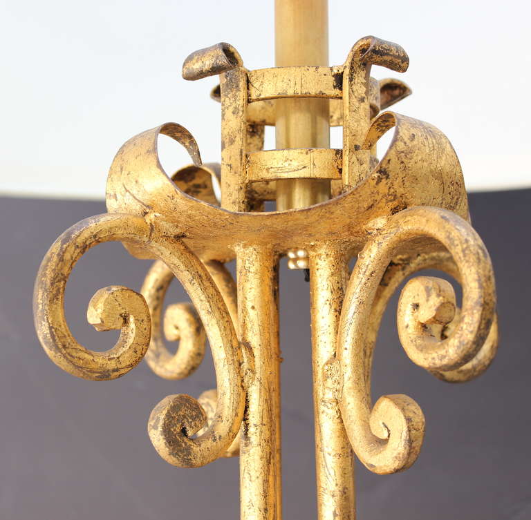 Spanish Gilt Floor Lamp In Excellent Condition For Sale In Los Angeles, CA