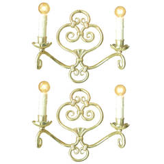 Pair of White Gold French Sconces
