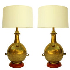 Pair of Brass Bottle Lamps