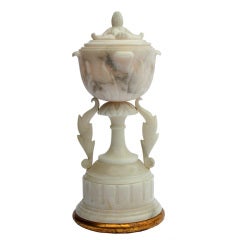 Italian Carved Alabaster Compote  Lamp
