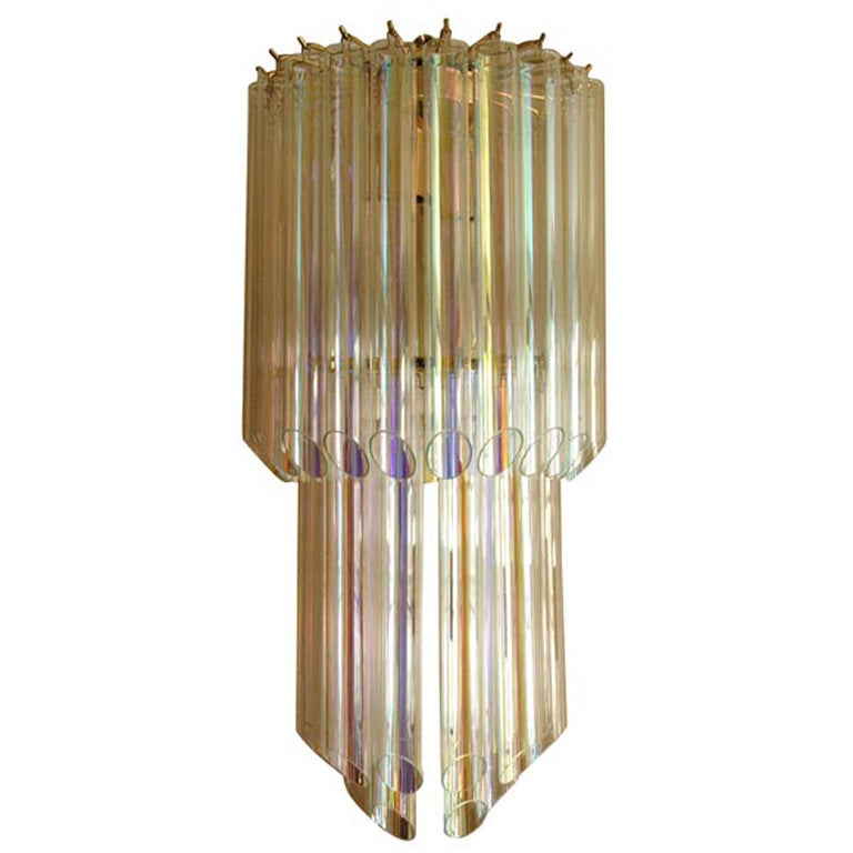 Venini Opalescent Crystal Chandelier For Sale
