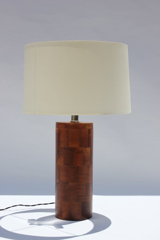 Pair of  Walnut Patchwork Table Lamps